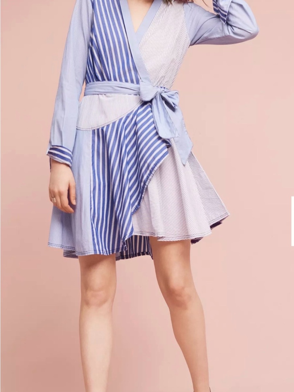 Anthropologie Maeve Newport Striped Wrap Shirtdress